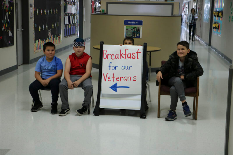Captain Strong Primary students greet veterans