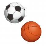 Soccer ball and basketball
