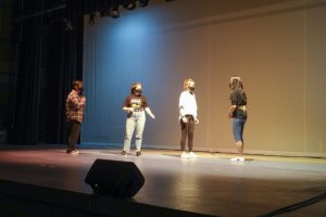 Students on stage