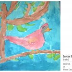 bird on branch loose painting