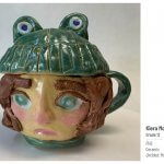 frog girl head tea pot ceramic