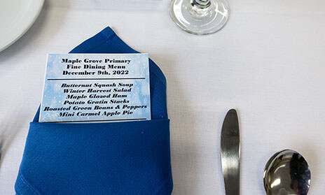 Menu for fine dining at Maple Grove