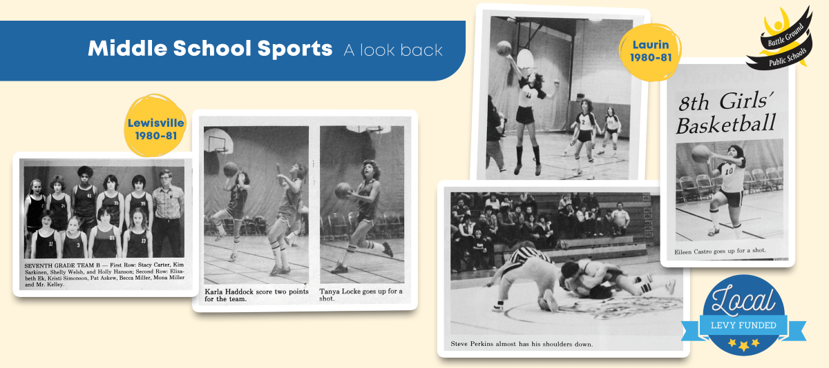 middle school sports graphic from 1981 in Battle Ground Public Schools