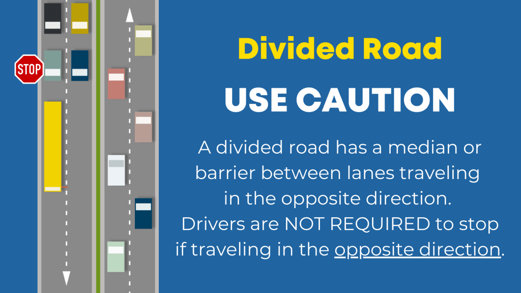 divided road use caution graphic