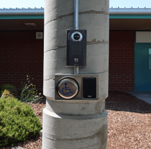 Security camera on a pole