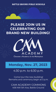 CAM Academy dedication flyer