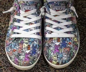 Shoes with cartoon dogs on them