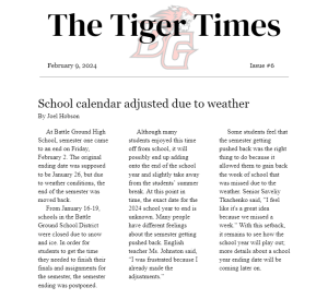 An excerpt from the Feb. 9 edition of the Tiger Times